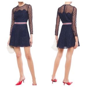 Sandro Alicia Lace Mini Dress in Marine